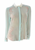 Blue & Pink Floral Print Chiffon Top