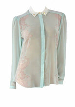 Load image into Gallery viewer, Blue &amp; Pink Floral Print Chiffon Top
