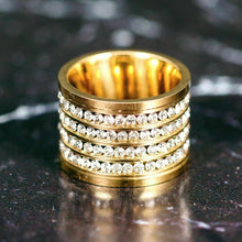 Load image into Gallery viewer, Shining 4 Row Crystal Gold Filled Stainless Steel Wedding rings
