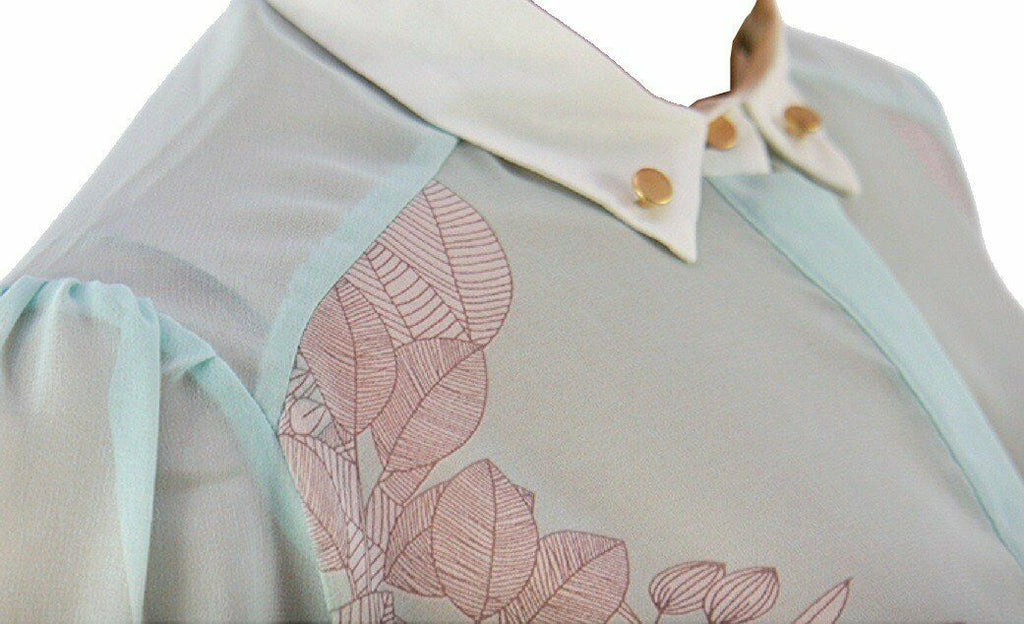Blue & Pink Floral Print Chiffon Top