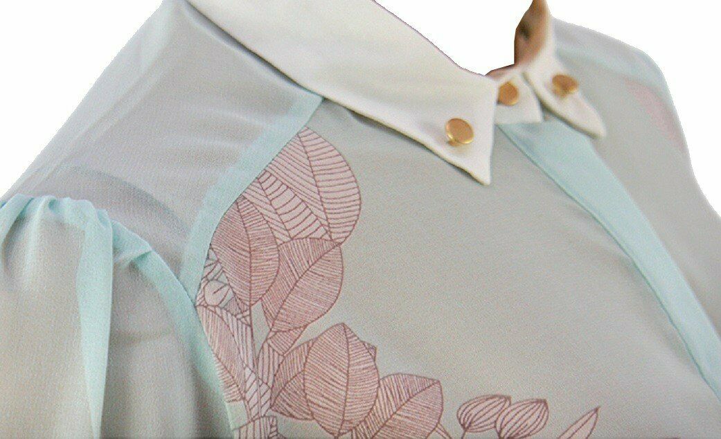Blue & Pink Floral Print Chiffon Top