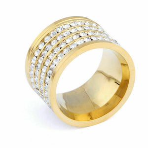 Shining 4 Row Crystal Gold Filled Stainless Steel Wedding rings
