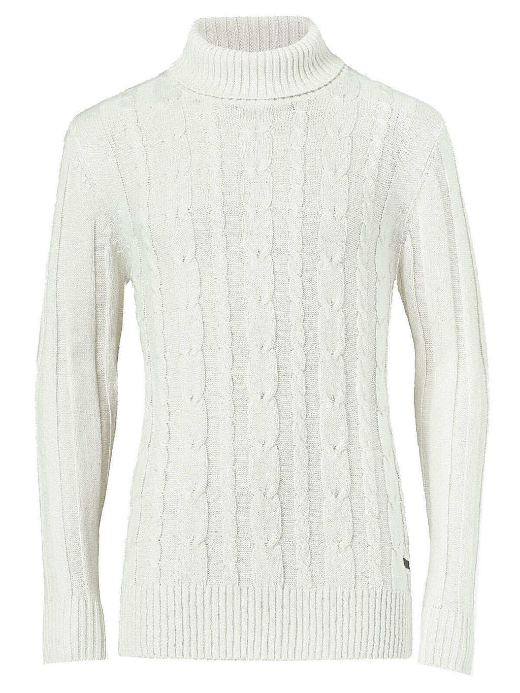 Mens Big &amp; Tall Jumper White Cotton Ribbed Knit Roll Neck Long Sleeve Sweater