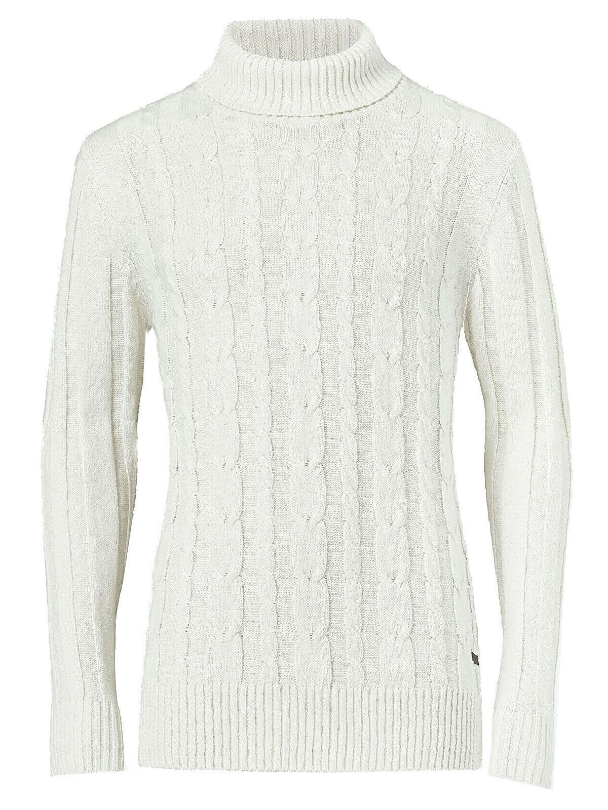 Mens Big &amp; Tall Jumper White Cotton Ribbed Knit Roll Neck Long Sleeve Sweater