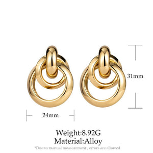 Bold Round Geometric interlock Smooth Stud Earrings
