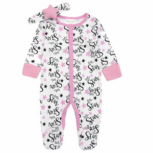 Pink Little Star Printed 2 Piece Romper Sleepsuit