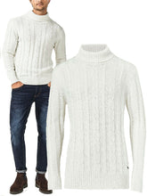 Load image into Gallery viewer, Mens Big &amp; Tall Jumper White Cotton Ribbed Knit Roll Neck Long Sleeve Sweater
