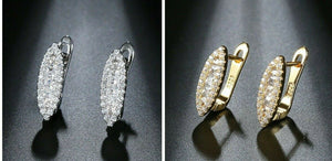 Ladies S925 Gold Silver Eye Shape Crystals Earrings