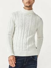 Load image into Gallery viewer, Mens Big &amp; Tall Jumper White Cotton Ribbed Knit Roll Neck Long Sleeve Sweater
