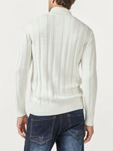 Load image into Gallery viewer, Mens Big &amp; Tall Jumper White Cotton Ribbed Knit Roll Neck Long Sleeve Sweater
