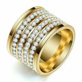 Shining 4 Row Crystal Gold Filled Stainless Steel Wedding rings