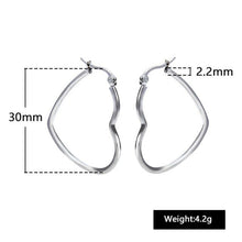 Load image into Gallery viewer, Bold Gold Silver Stainless Steel Heart Shape Hoop Earrings
