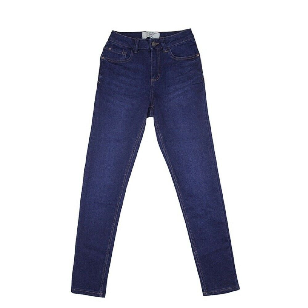 Blue Dark Denim Mild Elasticated Waist Skinny Jeans