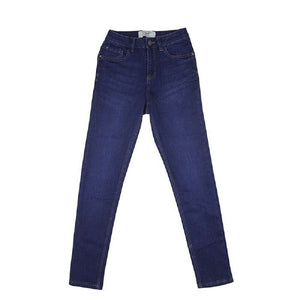 Blue Dark Denim Mild Elasticated Waist Skinny Jeans