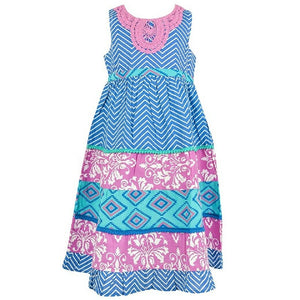 Blue & Pink Multi Zig Zag Sleeveless Dress