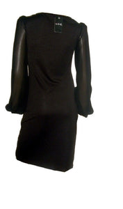 Black Brooch Front Longsleeve Womens Dress