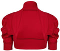 Girls Red Plain Ruche 3/4 Sleeve Bolero Shrug