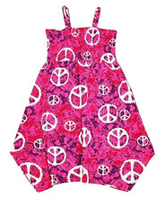 Load image into Gallery viewer, Cerise Multi Peace Motif Hanky Hem Strappy Dress
