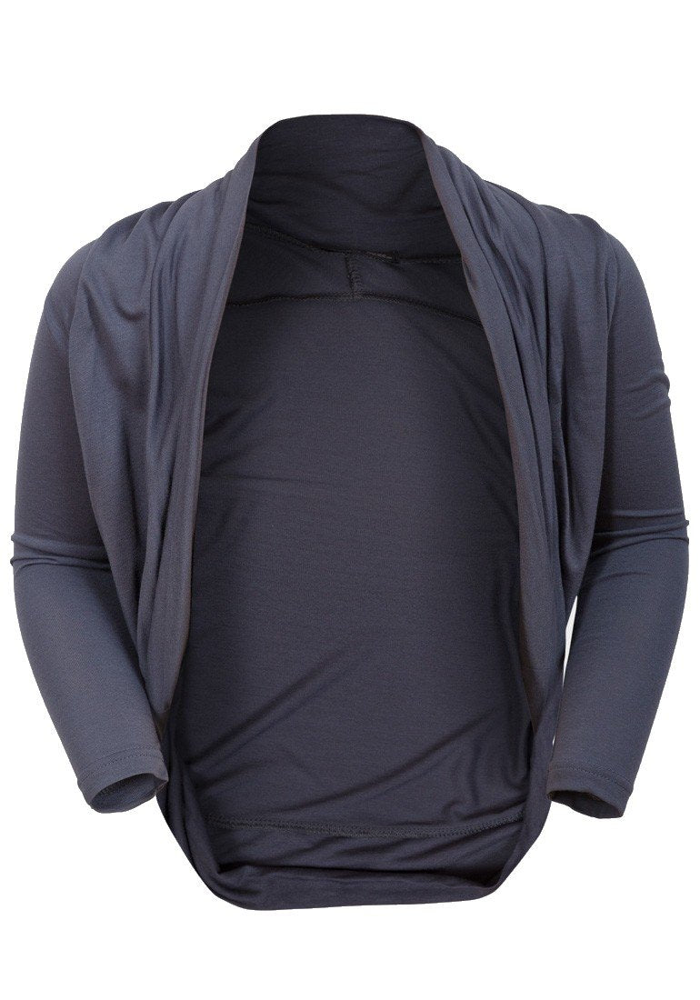 Girls Steel Grey Plain Ruche 3/4 Sleeve Bolero Shrug