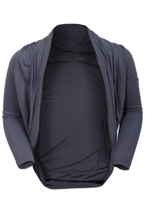 Girls Steel Grey Plain Ruche 3/4 Sleeve Bolero Shrug