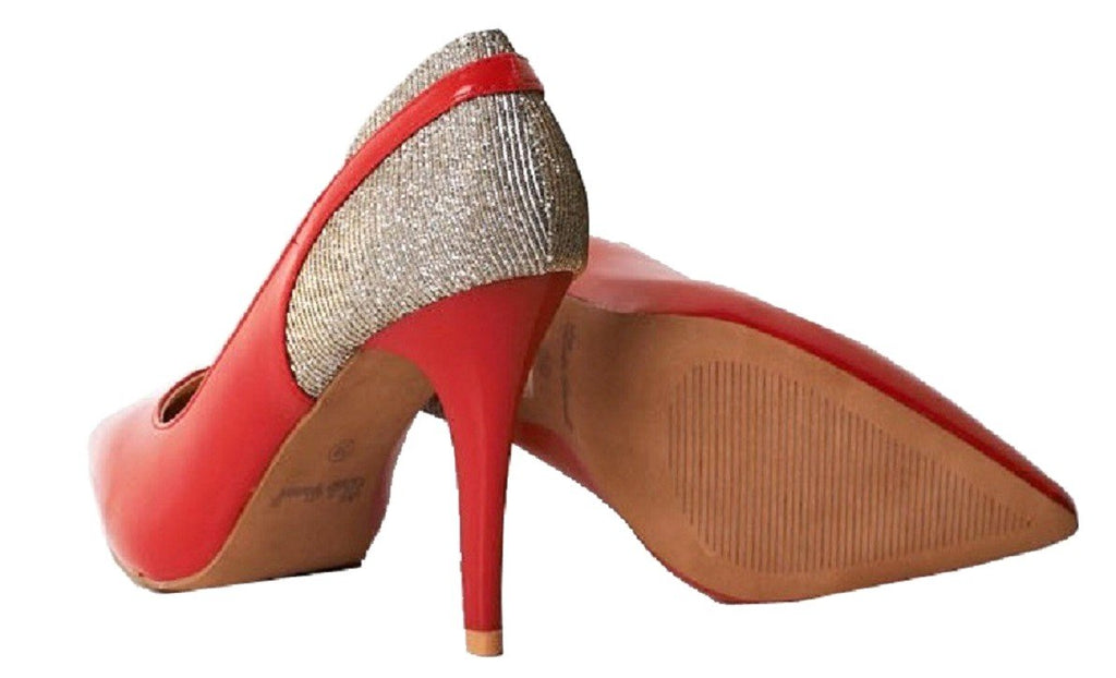 Red Elegant Pointed Glitter High Heels Pointed Shoe