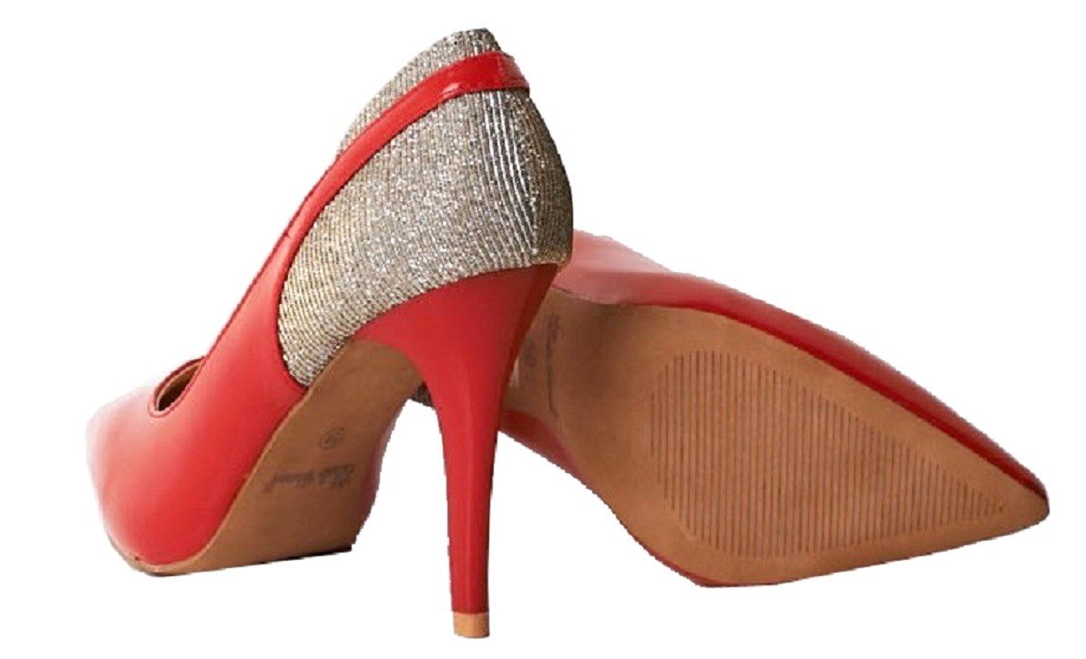 Red Elegant Pointed Glitter High Heels Pointed Shoe