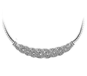 Ladies Silver Crystal Twist Chain Choker Necklace