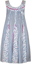 Load image into Gallery viewer, Blue striped patterned sleeveless Domino Girl dress.
