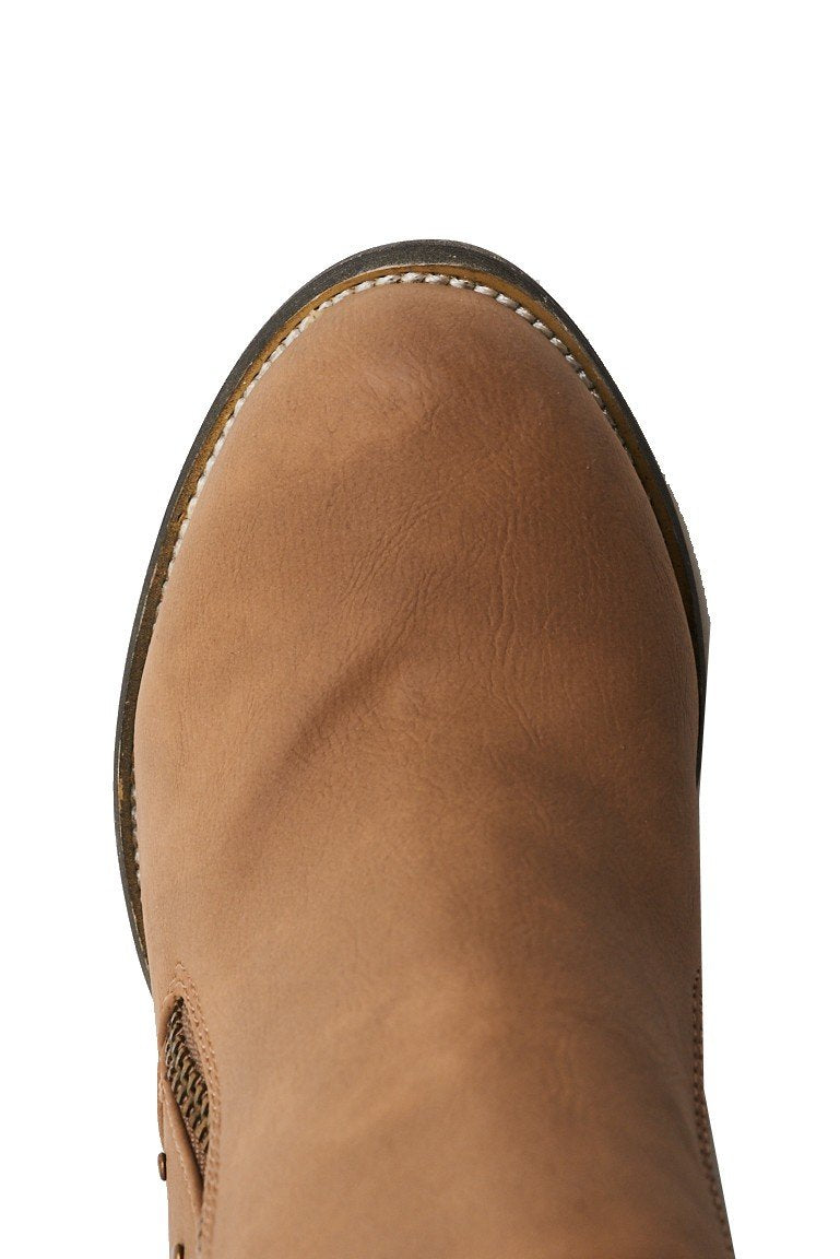 Ladies Brown Heeled Side Almond Toe Ankle Boots