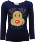 Navy Mink Fleece Rudolph Soft Fleece Christmas Jumper