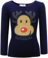 Load image into Gallery viewer, Navy Mink Fleece Rudolph Soft Fleece Christmas Jumper
