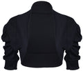 Girls Black Plain Ruche 3/4 Sleeve Bolero Shrug