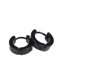 Unisex Black Smooth Anti-Allergic Titanium Steel Small Hoop Earring