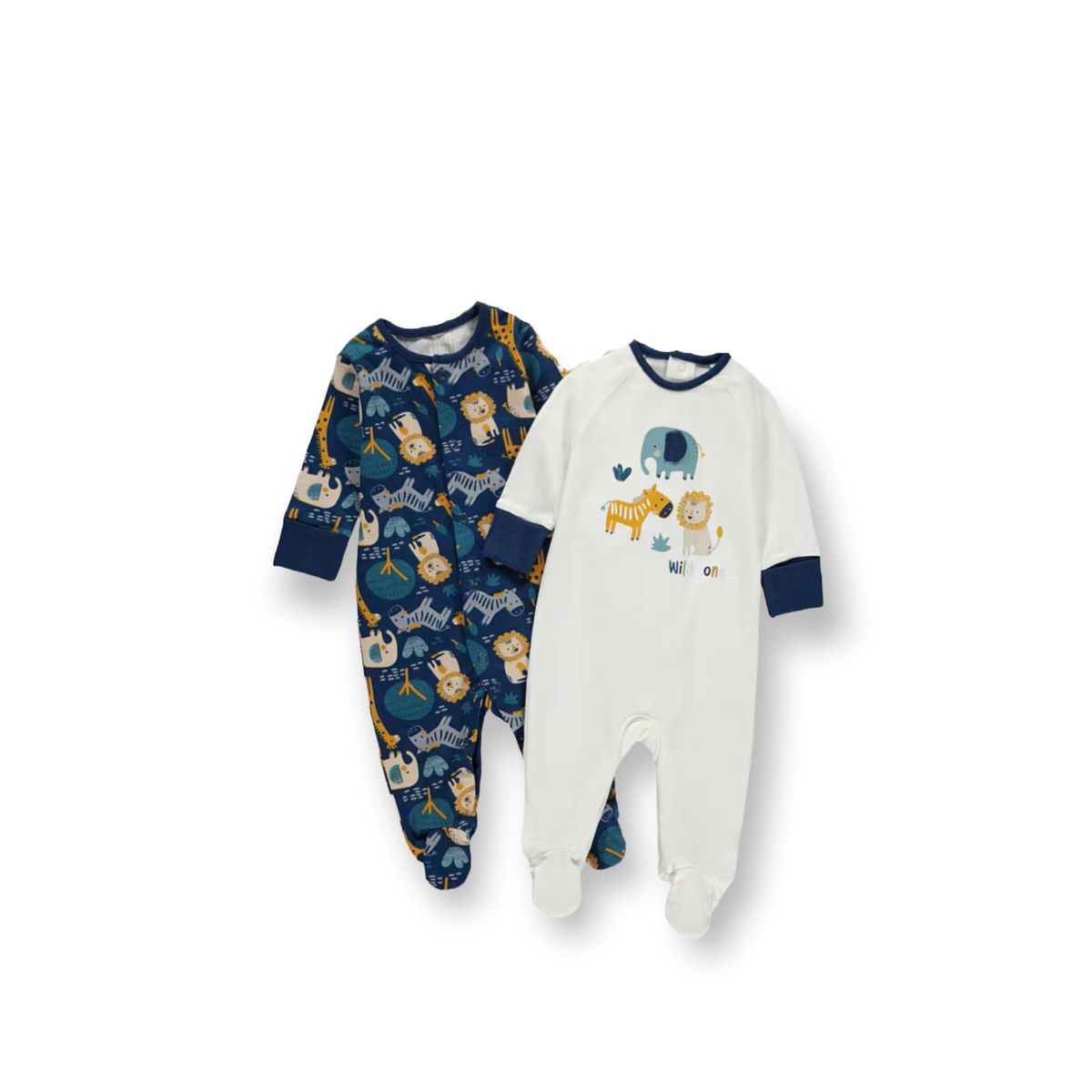Unisex Baby Cute Safari Animal Prints Cotton Footie Sleepsuit