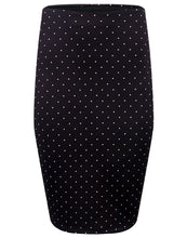 Load image into Gallery viewer, Black Polka Dot Spotted Elasticated Waist Pencil Skirt
