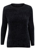 Black Soft Stretchy Chenille Knitted Jumper