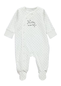 Baby Hello World White Polka Dot Cotton Soft BabyGrow