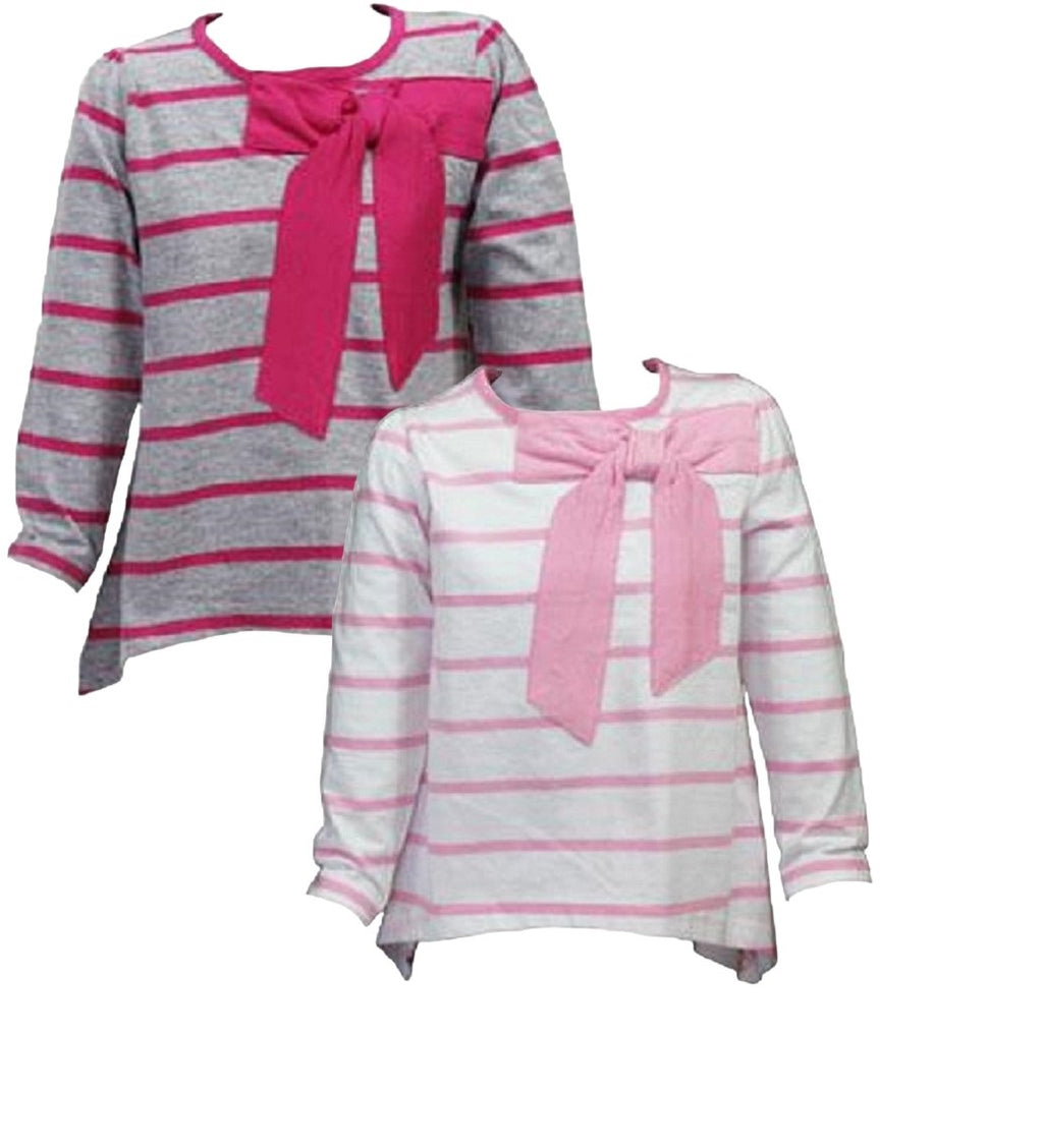 Girls Funky Diva Chick Waterfall Striped Bow Longsleeve Top