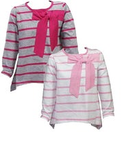 Load image into Gallery viewer, Girls Funky Diva Chick Waterfall Striped Bow Longsleeve Top
