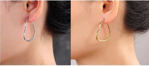 Bold Gold Silver Stainless Steel Heart Shape Hoop Earrings