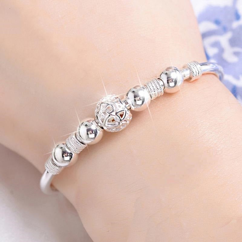 Ladies 925 Sterling Silver Good Luck Beads Adjustable Bracelet