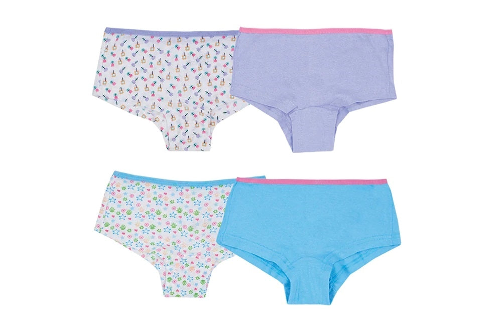 Girls 2 Pack Floral Multi & Plain Cotton Briefs