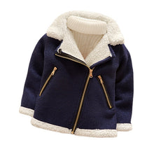 Load image into Gallery viewer, Baby Boys Girls Toddler Navy Soft Warm Winter Jacket Collared Zipped Fleece Coat
