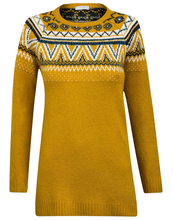 Load image into Gallery viewer, Ladies Mustard Fair Isle Pattern Raglan Jumper
