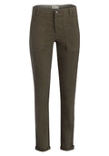 Ladies Hunter Green Turn-Up Cuff Chino Regular Fit Cotton Pants