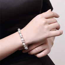 Load image into Gallery viewer, Ladies 925 Sterling Silver Smooth Matte 8mm Ball Beads Bracelet
