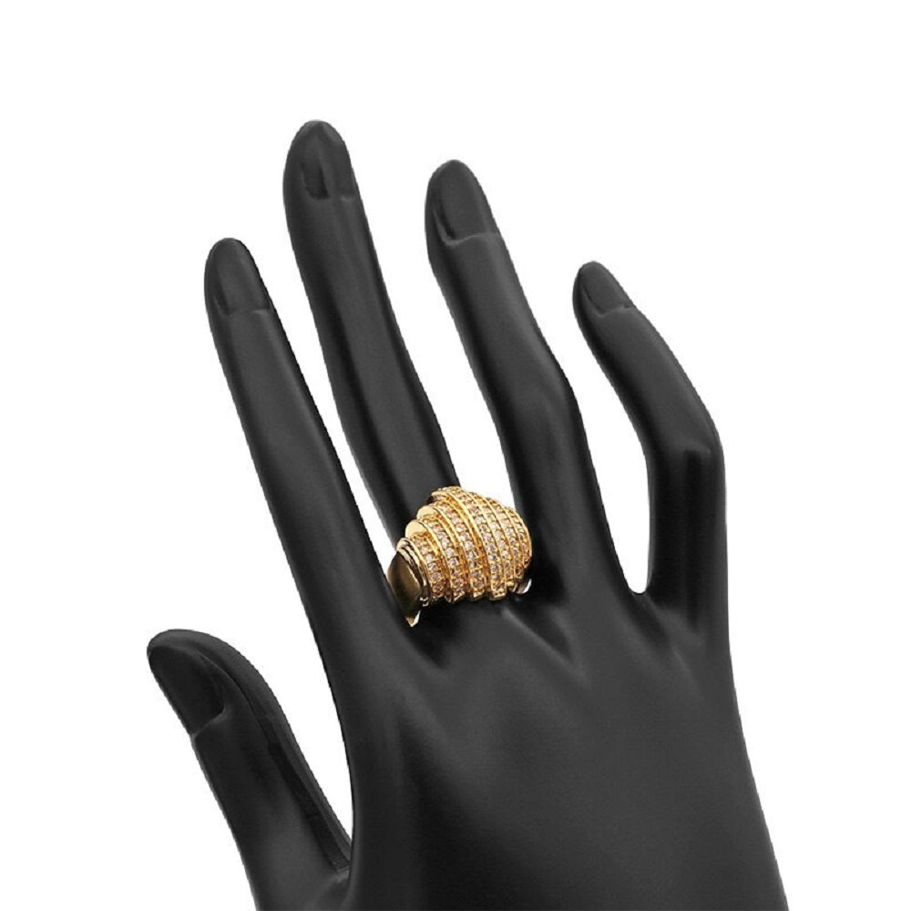 Ladies 18k Gold Plated Geometric 7 Layered Rows Band Ring