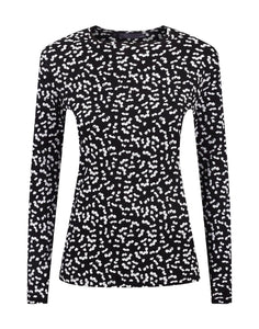 Ladies Black & White Contrast Cotton Long Sleeve Top
