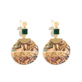 Ladies Bold Round Abalone Shell Drop Earrings