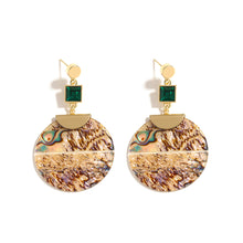 Load image into Gallery viewer, Ladies Bold Round Abalone Shell Drop Earrings

